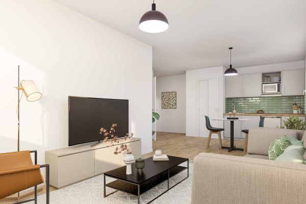 Studio de la résidence Marianne créé à Saint-Flour (Cantal) pour les jeunes actifs par la SA Polygone